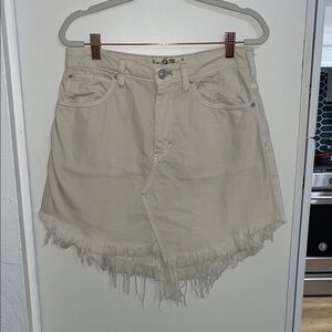 Free People We The Free Cream Frayed Hem Jean Mini Skirt | 27